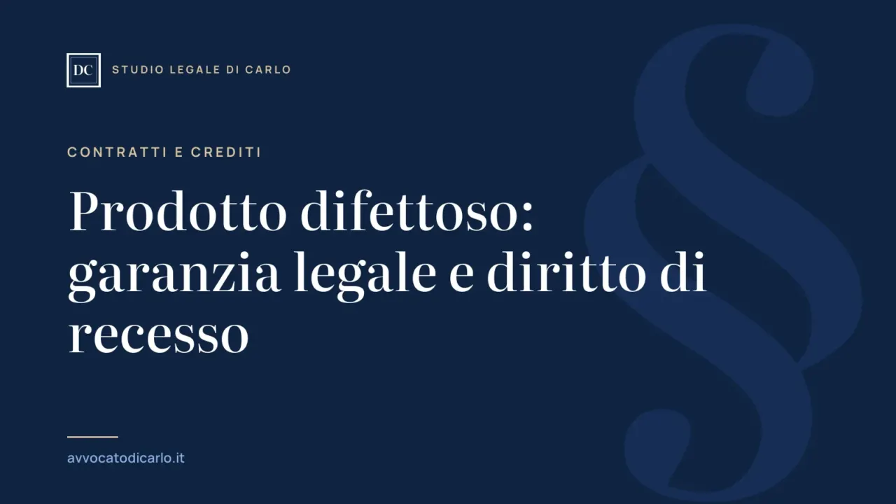 Prodotto difettoso: garanzia legale e diritto di recesso