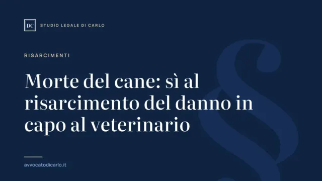 Morte del cane: sì al risarcimento del danno in capo al veterinario