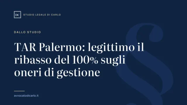 TAR Palermo: legittimo il ribasso del 100% sugli oneri di gestione